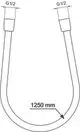 Flexible Verbindungsschläuche mit G1/2" Anschlüssen, gezeichnete Darstellung und Länge von 1250 mm. Produkt von Ideal Standard.